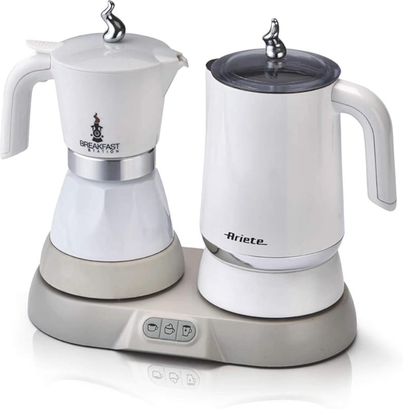 Ariete 1344, Breakfast Station, 3 Products in 1: Moka Pot, Kettle, Hot and Cold Milk Frother